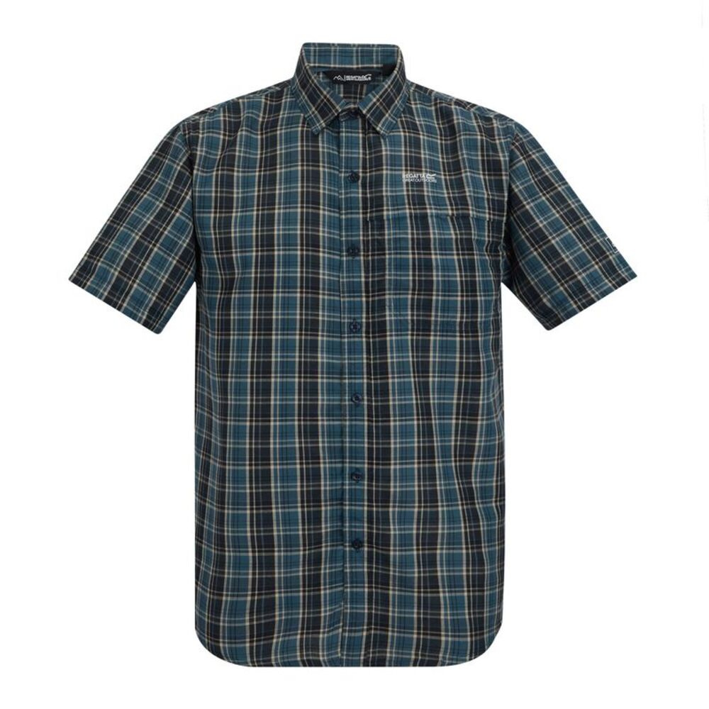 Regatta Mens Mindano Multi Check Short-Sleeved Shirt / Night Sky